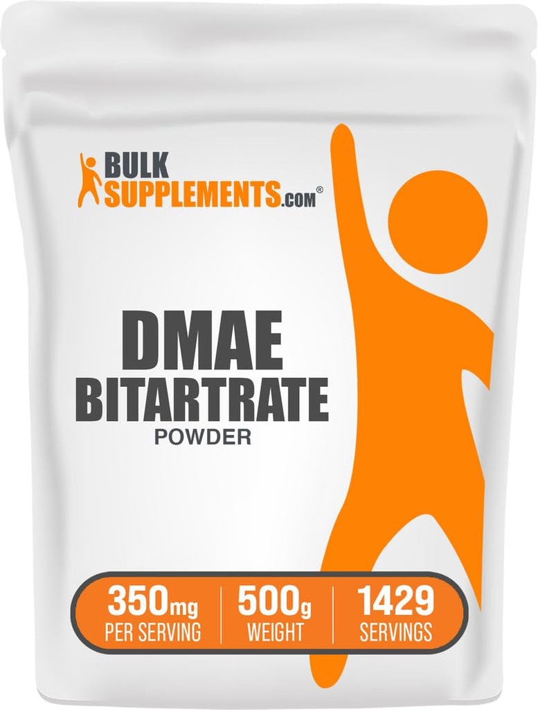 Bulk Assupports.com DMAE Bitartrate 粉末 - 二甲基氨基乙醇 Bitartrate, DMAE Supplement - Unformed & Gluten Free, 350mg / service, 500g (1.1磅) (Pack of 1)