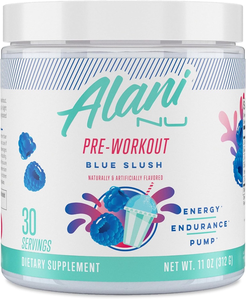 Alani Nu Pre Workout Powder Blush, 氨基能促进剂,耐力补充剂,无糖,200mg咖啡因,L-Theanine,Beta-Alanine,L-Citrulline,30种服务