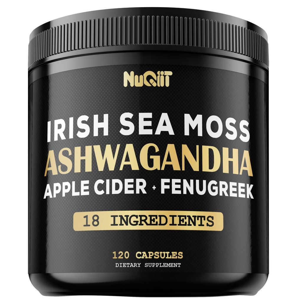 有机Ashwangdha Capsules 15000mg 爱尔兰海 摩斯苹果苹果 苹果 醋和更多 - 支持脑健康,强力和免疫系统 - 120 Vegan Capsules