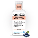 Genexa Clean Cough & Chest Contracting Relief, Dye Free, 0 人工添加剂, 多连体最大强度的缓解 cough Syrup, Cough Sprant & Expectorant, 有机蓝莓火焰, 6 fl oz