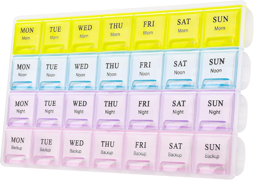 大周药丸组织者 4 Times A Day,Moisture-Proof 7 Day药丸盒,可携带药丸维生素鱼油补充剂(黄色)的旅行药丸案例
