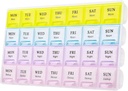 大周药丸组织者 4 Times A Day,Moisture-Proof 7 Day药丸盒,可携带药丸维生素鱼油补充剂(黄色)的旅行药丸案例