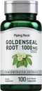 (原始内容存档于2018-10-09). Piping Rock 金色根 capsules 1000mg \ 100 Pills \ 草药补充 \ \ 专注摘录 \ 非GMO, Gluten Free