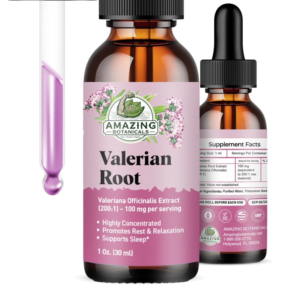 用于睡眠的 Valerian root drops for Sleep - 有机 Valerian root Tincture 提取3000mg - 用于放松和冷静 - 1 FL OZ, 30 services