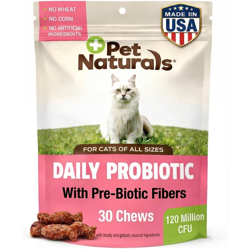Pet Naturals Daily Probiotic for Cats, 30 Chews - 猫的消化和免疫支持补充品