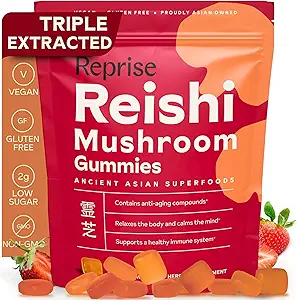 Reishi 蘑菇 蘑菇 | Hongo Reishi 蘑菇 Supplement Gummys (Lingzhi, Ganoderma Lucidum) | 成人全谱压力  Gu Red Reishi 蘑菇 | | 草莓 Flavor | 45 伯爵