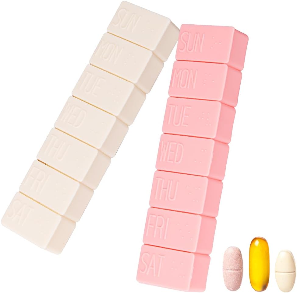 Sanderala 2 Pack 周药丸组织者,Extra 7天大药丸案例旅行 鱼油每日药丸盒,钙片补充品和其他维生素药丸