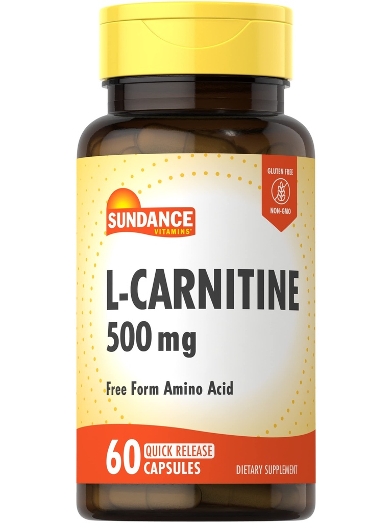 Sundance L-Carnitine 盐酸盐补充500mg → 60 Capsules → 自由形态 氨基酸 → 非GMO 和 Gluten 自由药丸