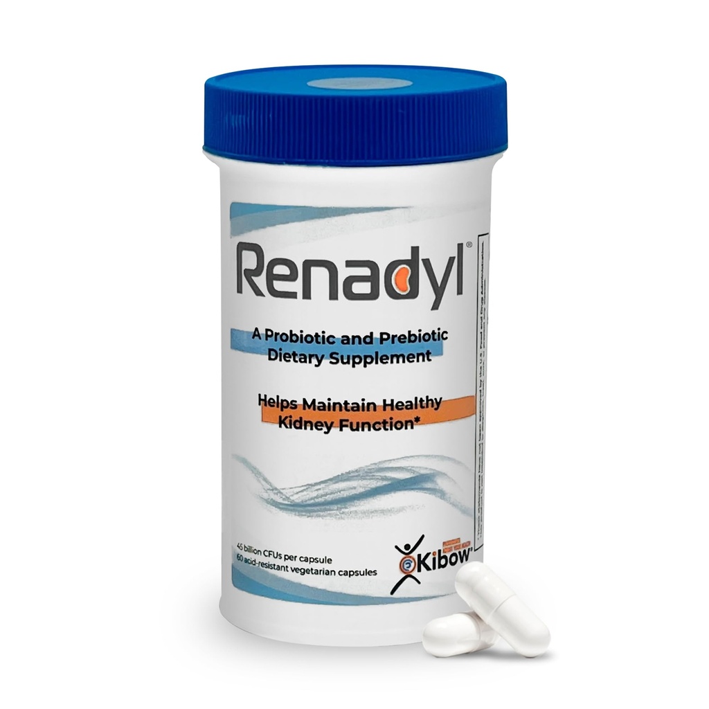 Renadyl Kidney Probiotic Supplement | Urea, Creatinine, & Uric Acid Support | 45亿 CMFUS | 临床测试,非GMO, & 制造于美国,60 Capsules (1瓶,1个月供应)