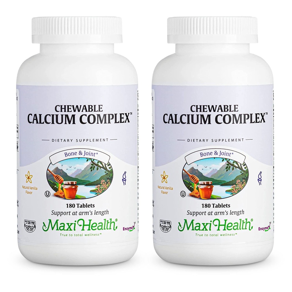 Maxi Health Chewable Calcium Complex – Vanilla Flavor Vitamin D3 and Magnesium Chewables to Help Support Bones – Kosher Magnesium and Calcium 女性和男性补充金(180 count, pack of 2) 互联网档案馆的存檔,存档日期2013-12-22.