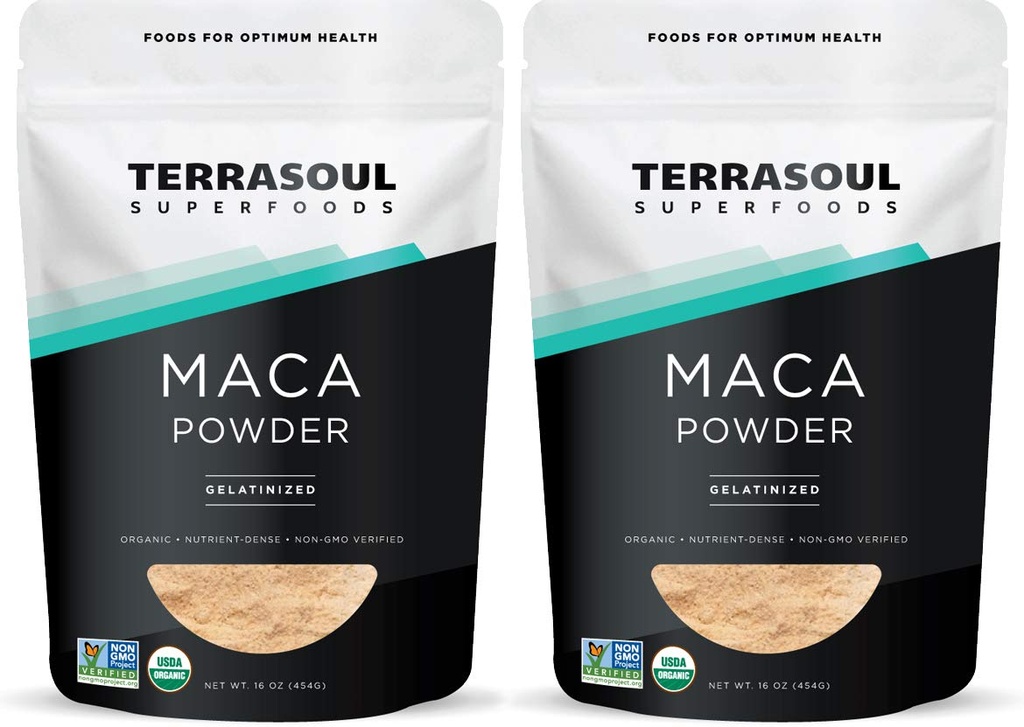 Terrosoul超级食品 有机加拉汀化的麦卡粉, 2 Lbs - Premium Quality QQ 建议用途:支持增产Stamina & Energy QQ Gelatinized for Easy Digestion