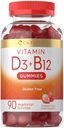 Carlyle Vitamin D3 + B12 复杂古米 → 90 QQ 蔬菜、非GMO 和 Gluten 自由公式 → 草莓 Flavor 补充