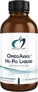 健康OmegAvail Hi-Po液体的设计 - 高浓度 1500mg EPA 1500 DHA - Triglyceride Omega 3 鱼油心健康与大脑补充 - 天然柠檬 Flavor(8oz)