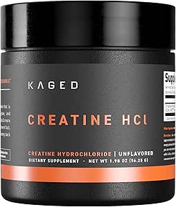Kaged Creatine HCl 粉末、不香味、肌肉建筑和恢复补充品、专利公式、高溶性粉末、75种服务