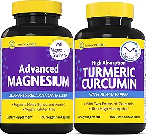 镁 & Curcumin Bundle: InnovixLabs 高级镁(150 Time-Release Capsules) InnovixLabs Turmeric Curcumin(100 Time-release Tables). 促进放松、骨骼、肌肉和免疫健康。 *