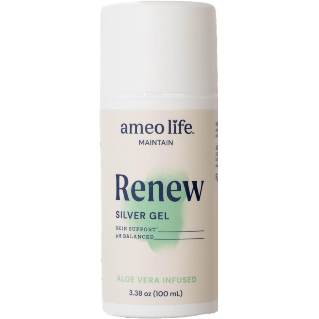 Ameo Life Colloidal Silver Gel 皮肤护理与Aloe Vera - 30ppm 伤口护理 Gel 提供伤口护理与切片,切片和烧伤 - 健康皮肤的温柔公式(3.38 oz)