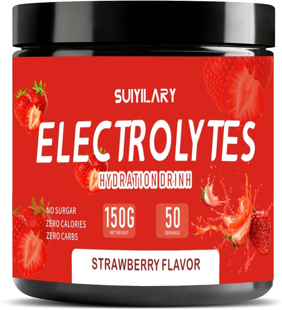 电解质 无糖无碳化物 Keto Daily Electrolyte Drinking Mix, 钾与盐水解质 电解质 零卡罗里糖 无糖无电解质 草莓 50 服务
