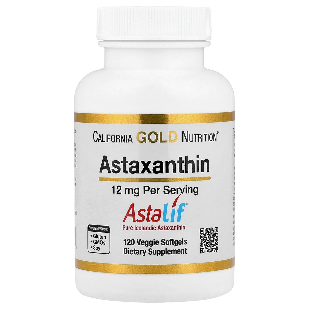 加利福尼亚州金营养 Astaxanthin,抗氧化剂 Carotinoid, AstaLif纯冰岛生物活性99%异构体,12毫克,120Veggie软胶