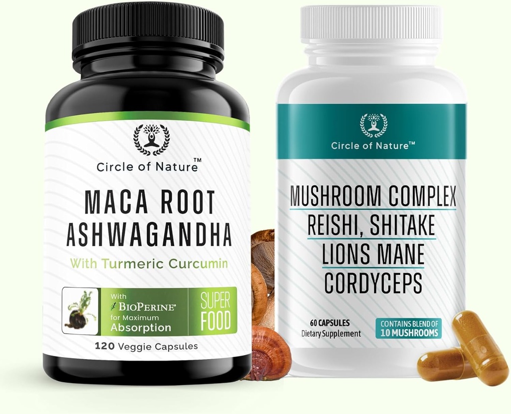 Maca Root Ashwagandha & Mushroom Supplment 包含狮子马恩、科迪塞普、雷希、西塔克