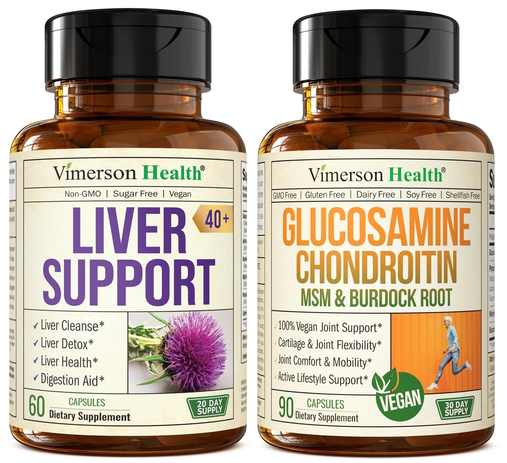 Liver Cleanse Detox & Refering Milk Tedle Supplement & Vegan Glucosamine Chondroitin MSM 联合支助补编