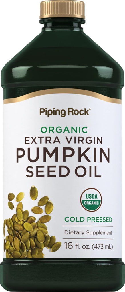 Piping Rock 南瓜种子 油有机冷压 16 Fl Oz + Extra Virgin, Non-GMO, Gluten Free Supplement (英语).