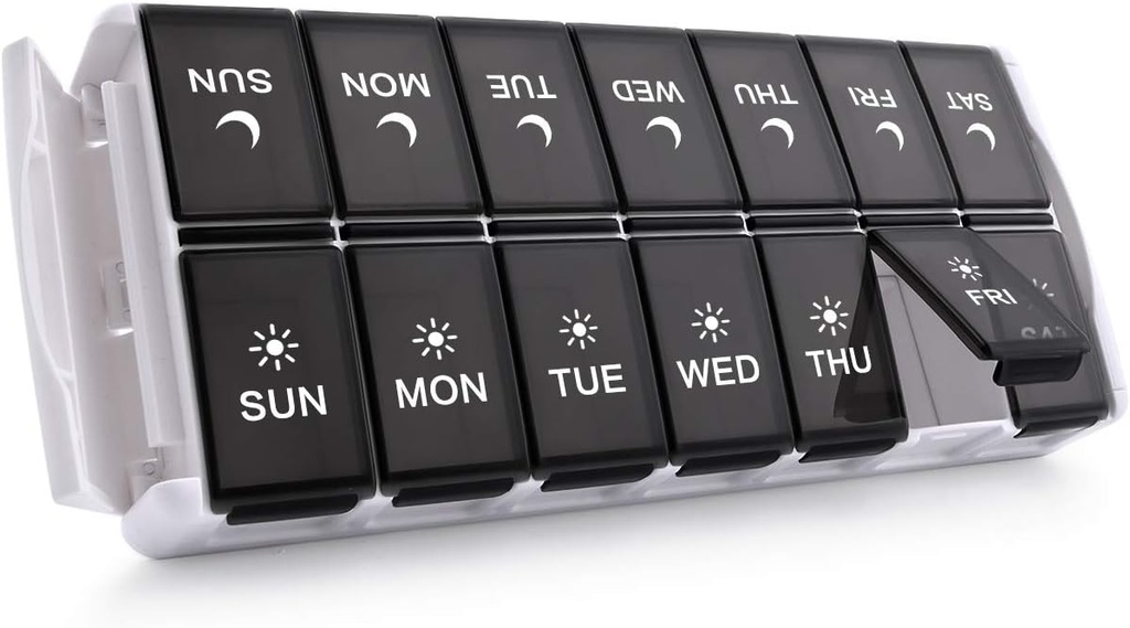 Take Mag Weekly Pill Organizationer 2 Times a Daily, Easy fill Medical Pill Organizationer AM PM Pill案,大容量7天药丸盒,用于药丸/维生素/鱼油/补充剂(已登记)