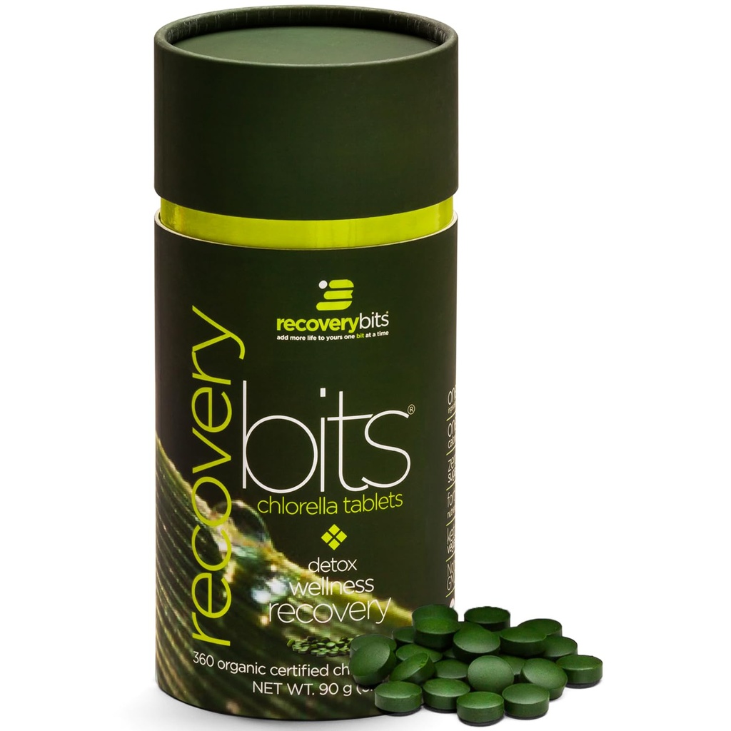 RECOVERYbits - 有机氯菌片 - 植物型藻类超食品 - 氯phy - 裂缝细胞壁 - 能量 - 免疫系统 - 排毒 - Keto - Vegan - 非GMO - 小罐头 - 360片