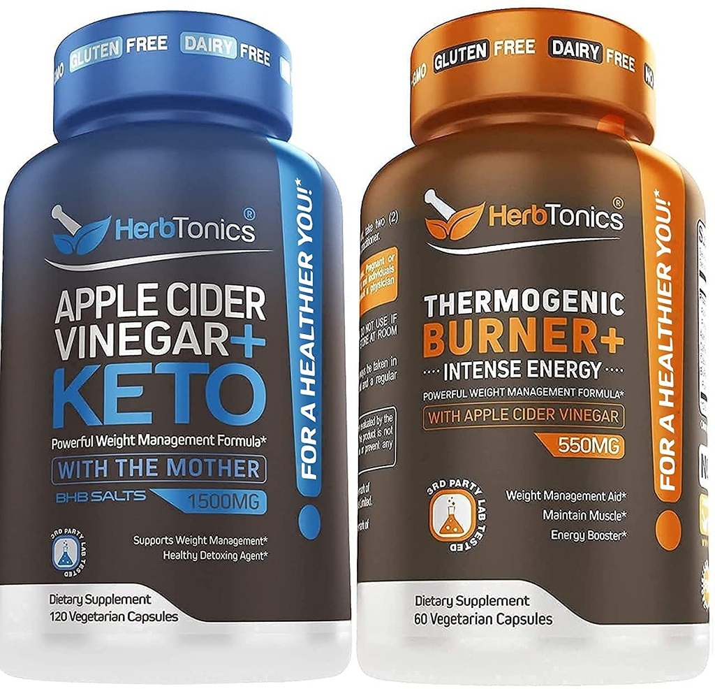 Herbtonics Apple Cider Vinegar + Keto BHB公式 - 文摘和解毒支持,Appetite控制补编.