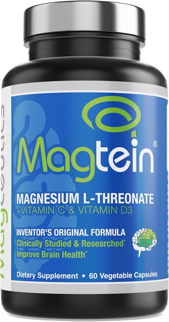 Magtein-Magnesium L-Threonate 补充,记忆,焦点,睡眠和脑部健康公式,成人认知支持,临床研究-60 Veg Capsules