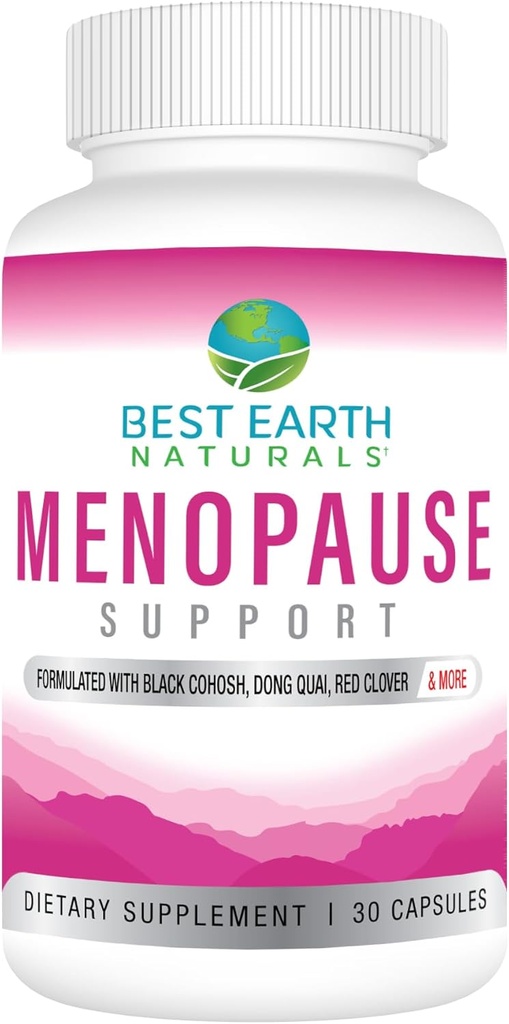Best Earth Naturals Menopause Support for Hot Flashes, Mood Swings, Night Sweats, Healthy Hormone Levels and More. Made with Black Cohosh, Chasteberry & More