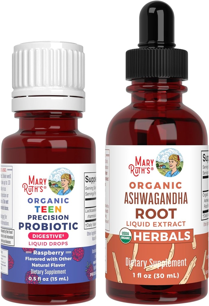 MaryRuth 有机体 精密生殖药滴(Raspberry) & Ashwagandha Drops – UDA 有机体 – Gut 健康、放松、和整体健康 – Vegan, Non-GMO, Gluten Free