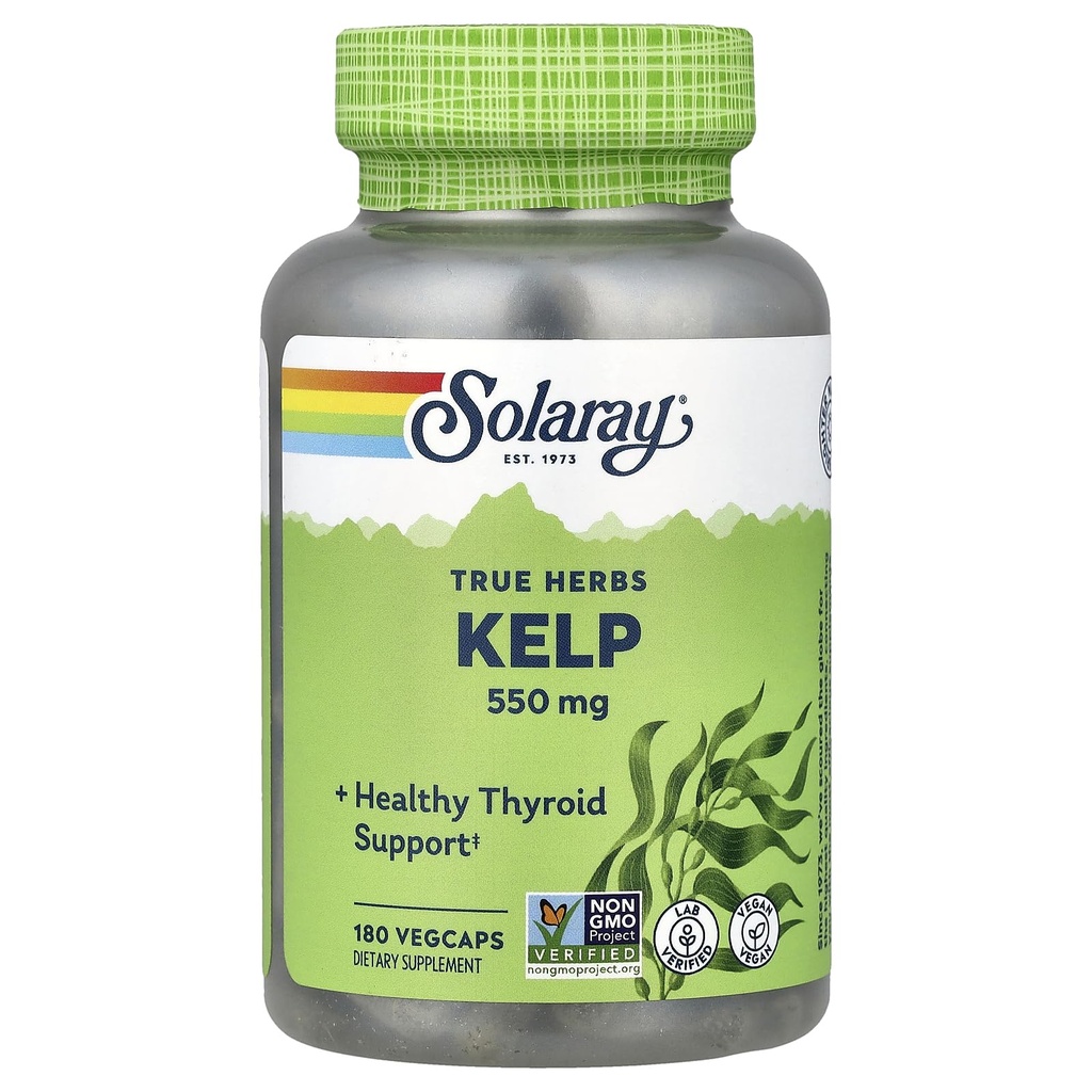 Sollaay Kelp 550毫克,含叶酸,用于健康甲状腺功能、能量和代谢支持