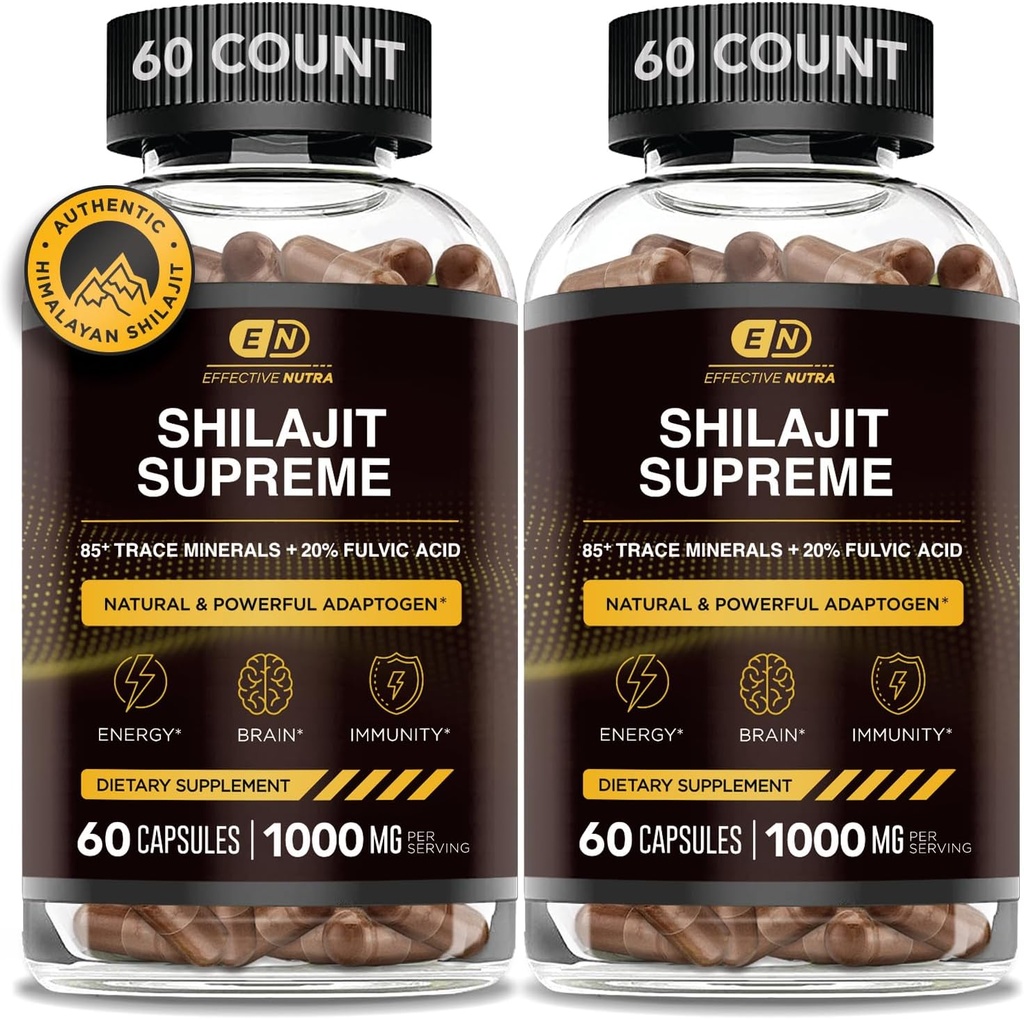 有效的NUTRA 纯 Shilajit Capsules for Men and Women - 纯 喜马拉雅 Shilajit for Men and Women - Trace Minerals & Fulvic Acid中的高分量 - 真实的Shilajit提取量每服务量(120个计数)