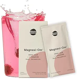 月汁 - Magnesi-Om, Berry & Blue Lemon - 棒(14 services) - 支持脑健康,休息 - 镁粉 - L - Theanine - 规范 - 100%可追踪 - Vegan, Non GMO - 0.14oz