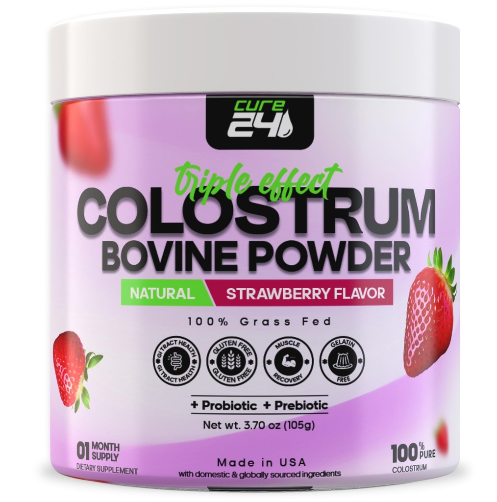 Bovine Colostrum X3 人类补充粉 100%纯全天然草药 超级食品 高IgG + Probiotic & Prebiotic 天然草莓 Flavor 美国制造