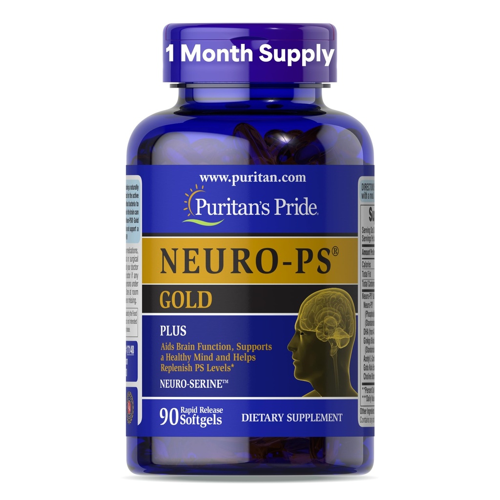 清教徒与Gingko Biloba和DHA合作的Prient's Pride Neuro-PS® Gold Plus Neuro-SerineTM,大脑功能、健康和记忆支持高级饮食补充,1个月供应,90快速释放软胶