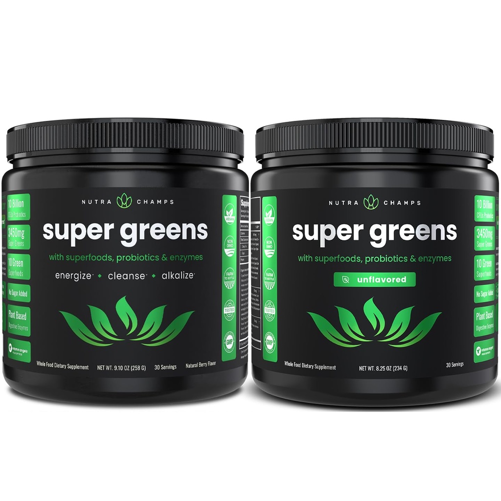 NutraChamps 超级绿地莓和超级绿地未尝的套装 - 2个月供应