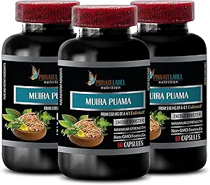 男子能量补充剂-MUIRA PUAMA EXTRACT 2200Mg - 增强 - 能量增压 - 男子Muira puama - 妇女muira puama - 妇女muira puama 草药 - muira puama 根提取剂 - 3 Bot 180 Caps