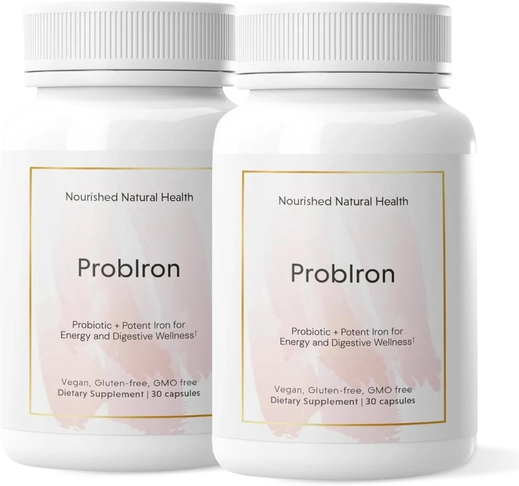 营养性自然健康 ProbIron - 妇女增生+铁补充剂 辅以维生素C和铜 - 能量和消化性健康维冈公式 - 60 Capsules
