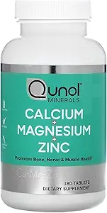 Quunol Calcium 3 in 1 配有 Calcium, 镁和锌用于免疫支持, Bone, Nerve, 和肌肉健康补充,180 计数