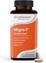 LifeSeasons Migra-T 配有 Relive-R PM - Migraine 预防和救济补编 - 支持严重头痛 - 降低轻声和奥多灵敏度 - Feverfew, White Willow, Magnesium Ginger & CoQ10
