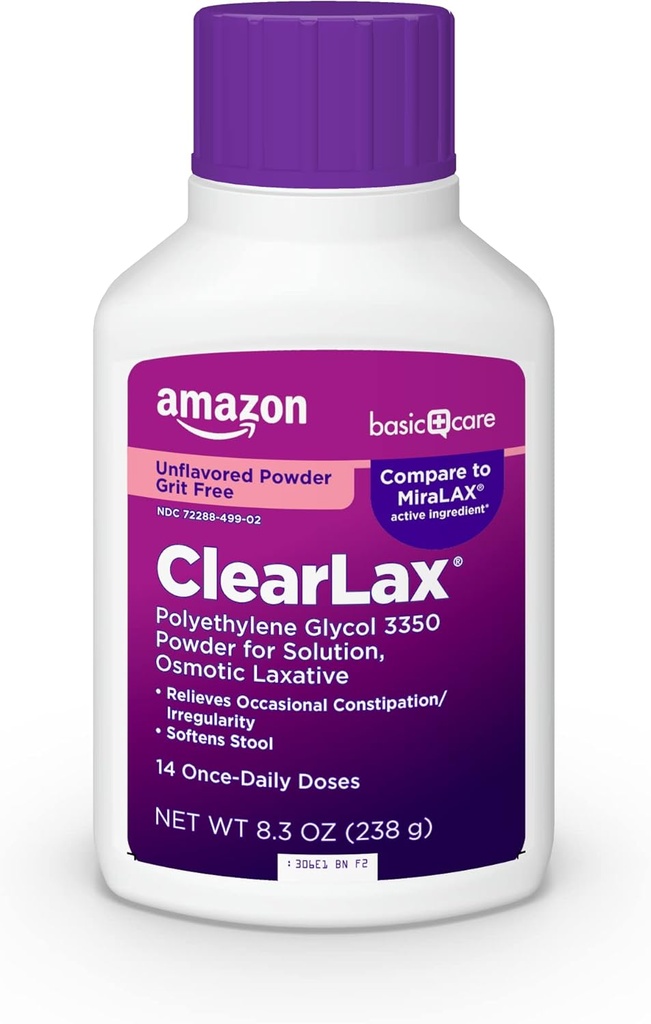 基本护理 ClearLax,聚乙烯甘醇3350 溶液粉剂,含氧盐,无味,8.3盎司(包1)