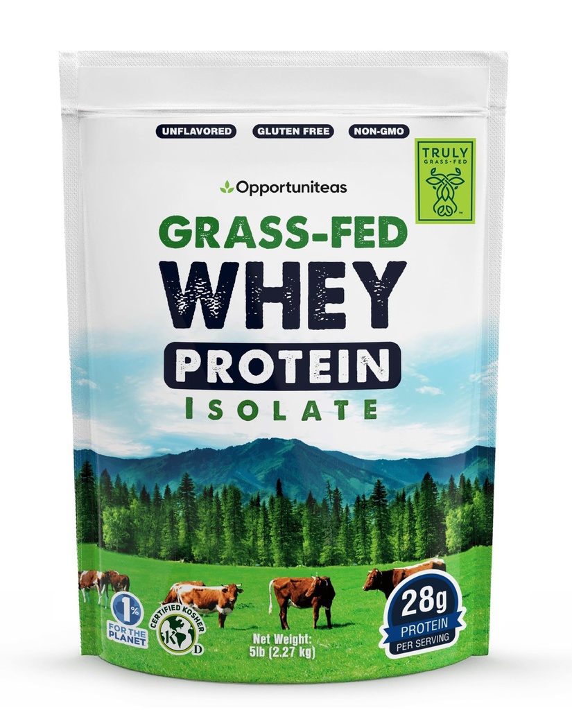 Opportuniteas Grass Fed Whey 隔离蛋白粉 - 无人工甜味蛋白粉 28g 蛋白粉 - 无人工甜味蛋白粉 霍莫内无牛 非转基因蛋白 - 5lb