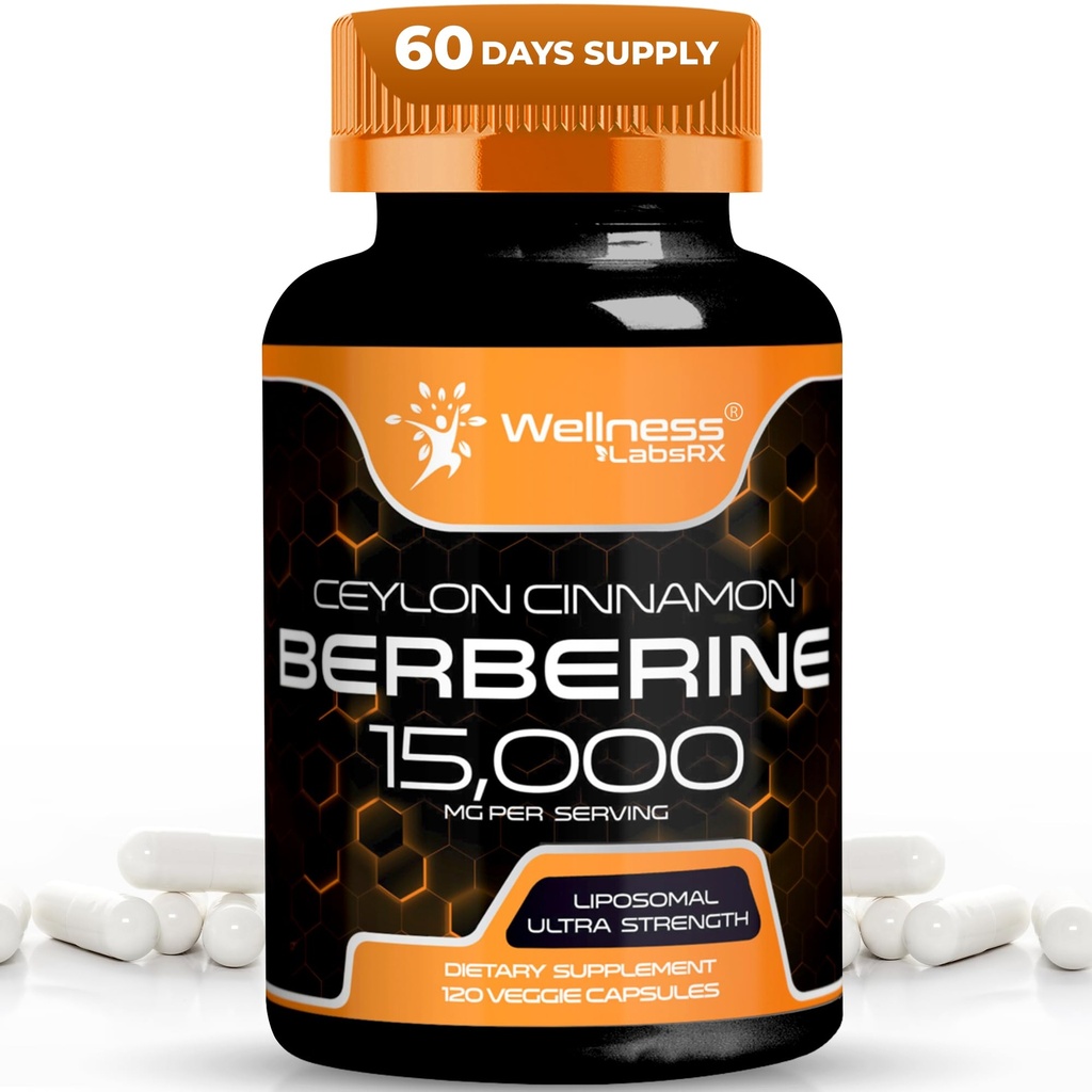 wellNESS LABSRX 柏柏林增产15,000mg - 柏柏林加锡兰桂,整体健康支持Capsules - 120 Capsules (Pack of 1)