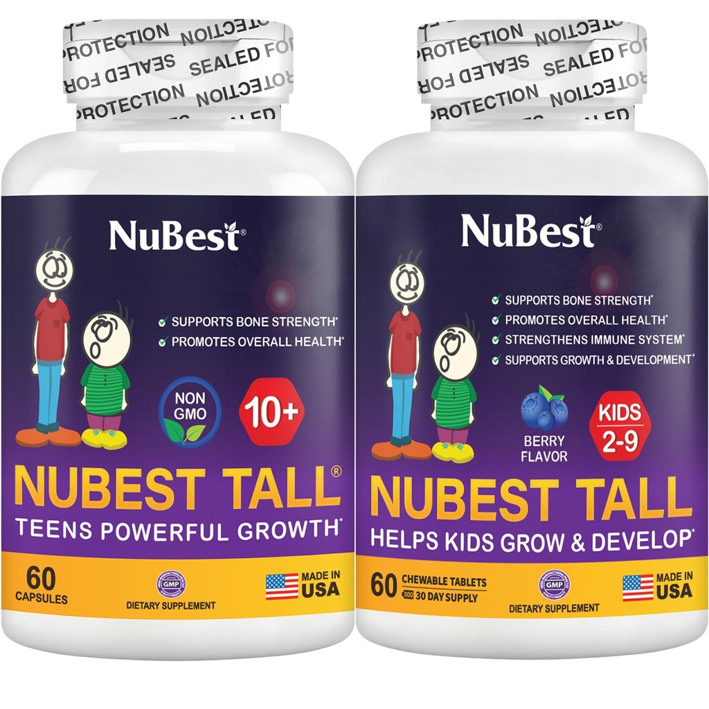NBest Bundle Tall 10 + 60 Capsules Tall Kids 60 Chewwits 儿童与青少年的高度成长支持 → Calcium,维生素 D3 K2, Collagen & Herbs