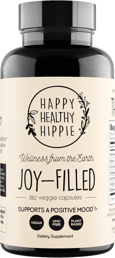 Joy-Filled Mood支持补编 - 7 Herb Complex w/St. Johns Wort(180 Ct) → Rhodiola Rosea, Eleuthero, Ashwagandha – 压力救济 — 帮助心灵冷静和身体 — 100%的植物类快乐药丸