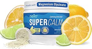 Nello Supercalm Powdered Drinking Mix,柠檬莱姆,L Theanine,Ksm-66 Ashwagandha,Glycnit镁,维生素D 3,放松和聚焦补充,天然,无糖,非转基因,30 Srvgs