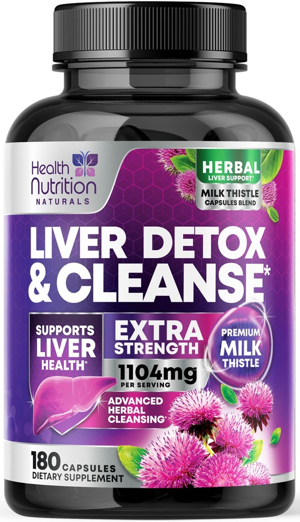 Gentle Liver Cleanse Detox & Reference Formula - Silymarin Milk Thetle, Dandelion Root, Artichoke 提取器, Turmeric, Choline, & Beetroot - 180 Veggie Capsules 的高级肝脏支持补编