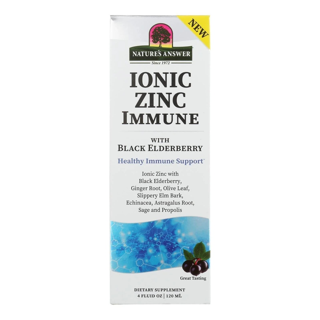 自然解答Ionic Zinc Immune与黑老莓 4 z 提取与滑石榆, Echinacea, Astragalus, Sage 160 每瓶服务