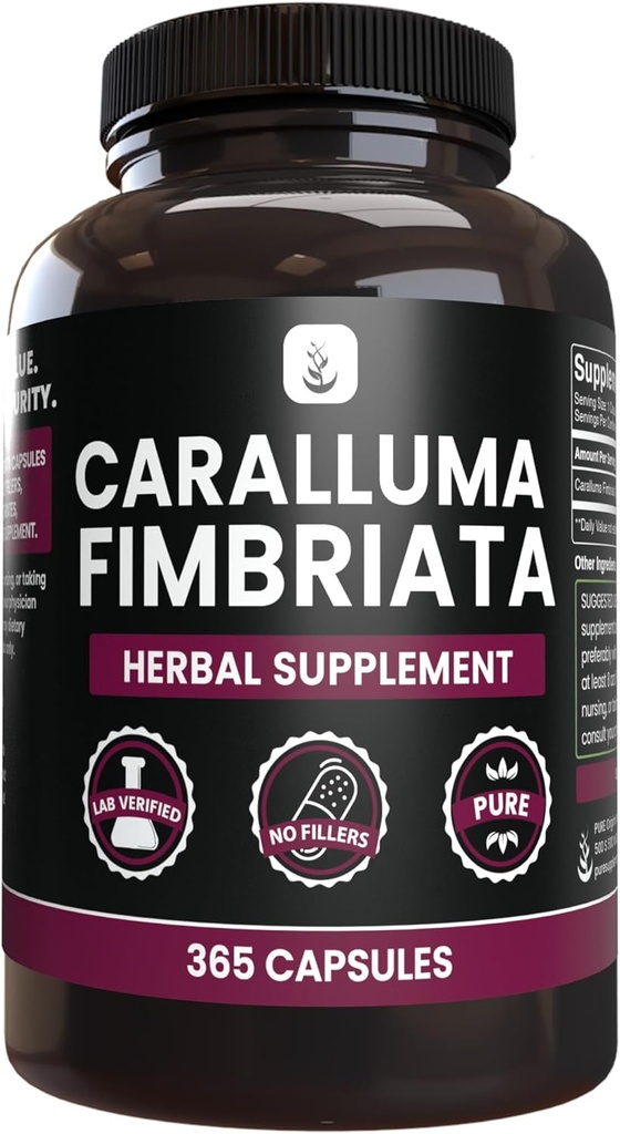 Caralluma Fimbriata(365盖) 无镁或水稻填充器,始终纯净,实验室验证